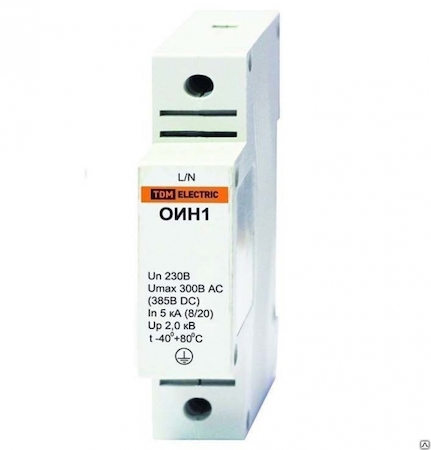 TDM ELECTRIC SQ0201-0014 Ограничитель импульсных напряжений ОИН1, 1Р In=5kA Un=230B Im=12,5kA TDM